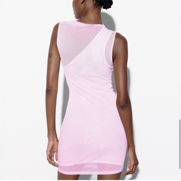 NWT Zara draped tulle Mini Dress sz M - Picture 2 of 10